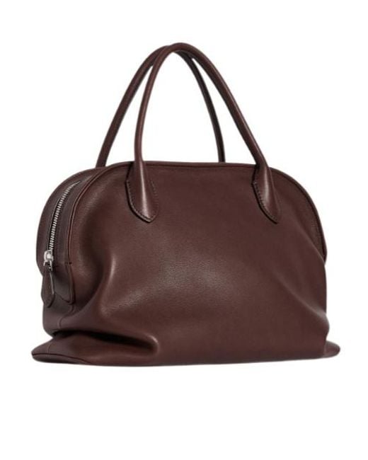 The Row Brown Curved-Zip Tote Bag