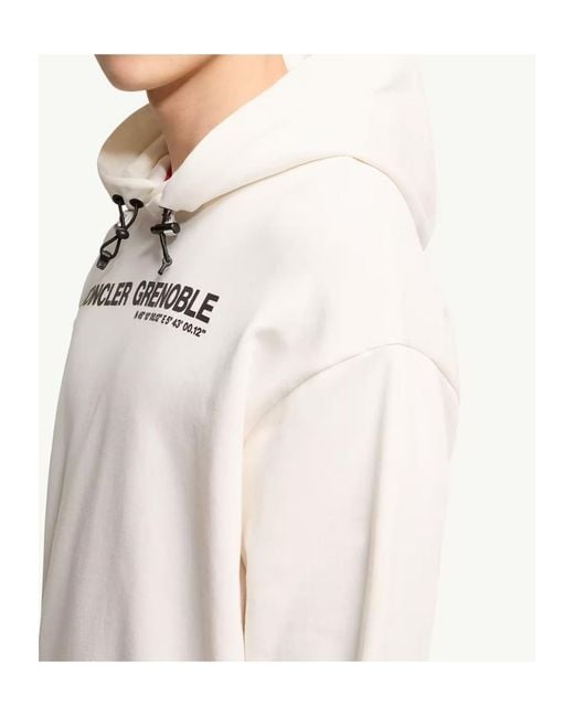 Moncler White Grenoble Logo Printed Long-Sleeved Hoodie for men