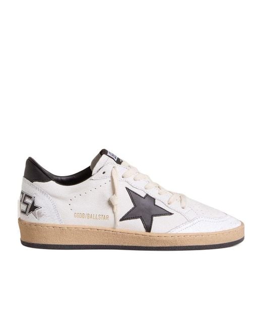Golden Goose Deluxe Brand White Ball-Star Lace-Up Low-Cut Sneakers for men