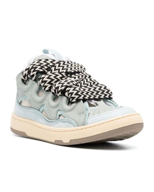 Lanvin White Curb Round Toe Lace-Up Sneakers