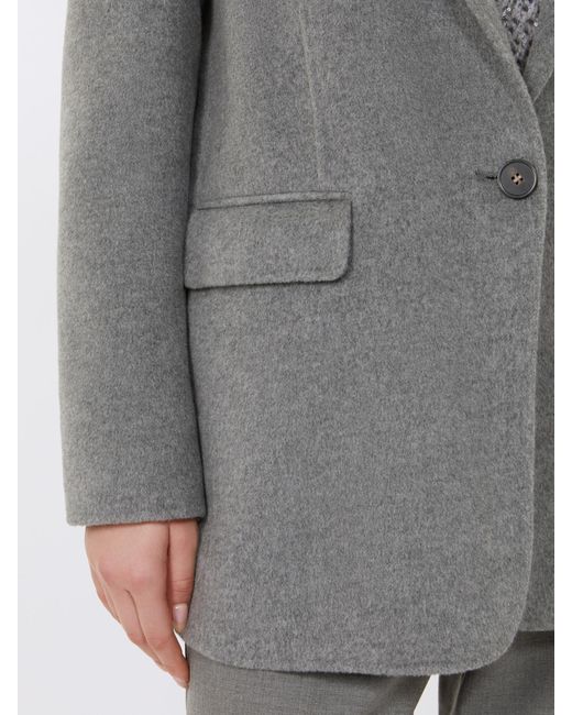 Max Mara Gray Wool And Silk Double-Cloth Blazer