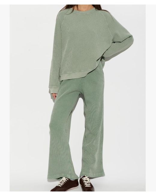 American Vintage Green Elastic Waist Sports Pants