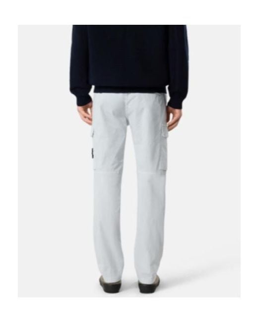 Stone Island Blue Tapered Cargo Trousers for men