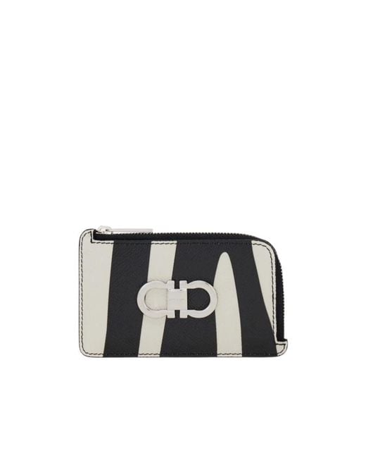 Ferragamo White Zipper Card Holder