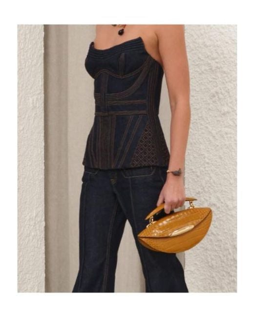 Zimmermann Black Corded Denim Corset