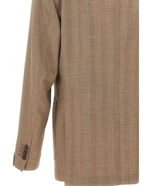 Biagio Santaniello Brown Single-Breasted Suit Jacket for men