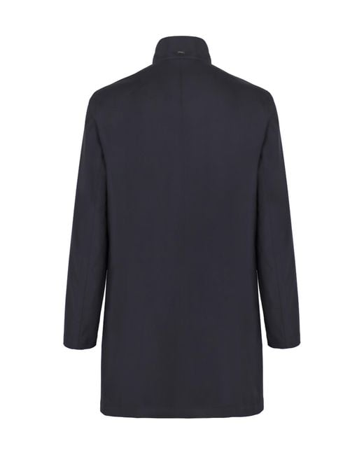 Herno Blue Long-Sleeved Button-Up Coat for men