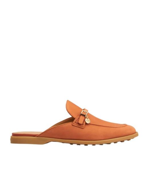Tod's Brown Buckle Detail Flat Mules