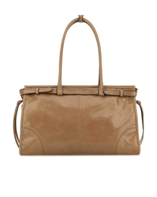 Prada Natural Triangle-Logo Drawstring Shoulder Bag