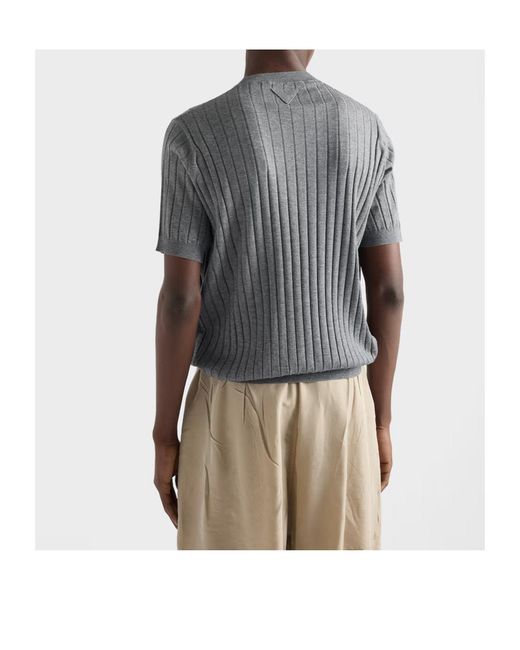 Prada Gray Cashmere And Silk Crew-Neck Sweater for men