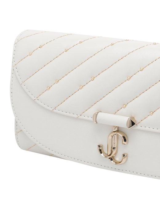 Jimmy Choo White Avn Curve Chain Wallet