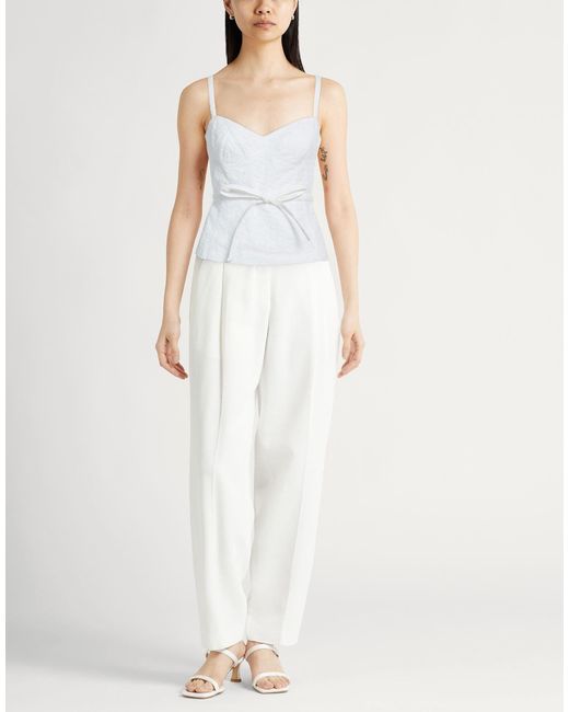 Tory Burch White Solid Color Sleeveless Top