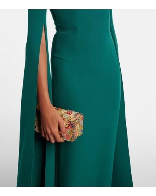 Safiyaa Green Embellished Crepe Gown
