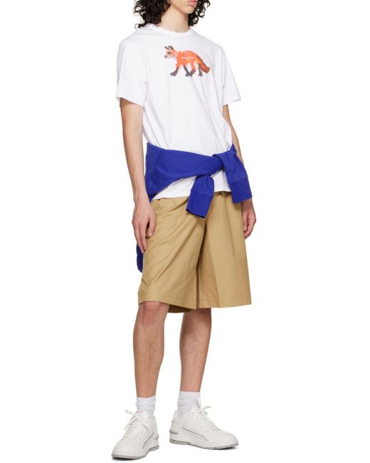 Maison Kitsuné Natural Wide-Leg Drawstring-Waist Shorts for men