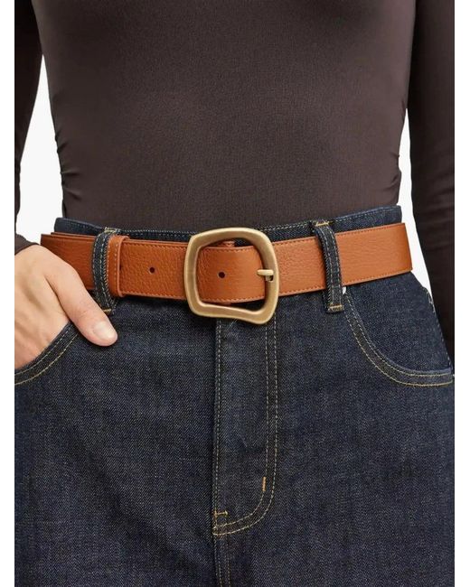 Gabriela Hearst Brown Square Buckle Belt