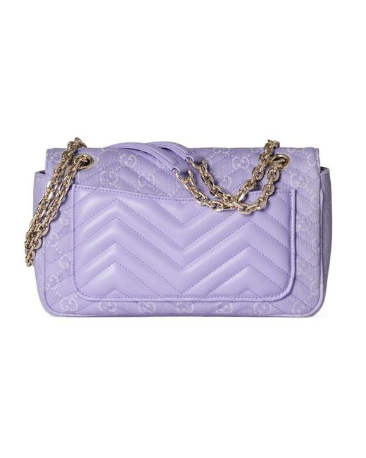 Gucci Purple Gg Marmont Medium Shoulder Bag