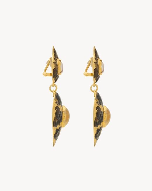 Saint Laurent Metallic Heart Drop Earrings