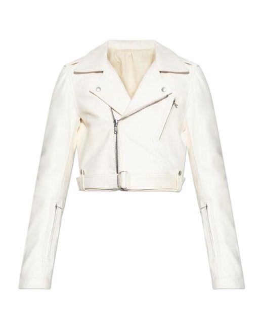 Rick Owens White Cropped Zipped Jacket