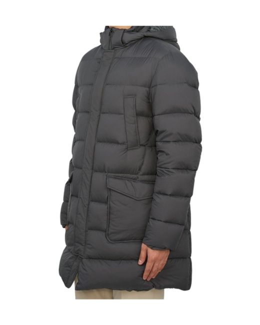 Herno Gray Quilted Hooded Puffer Coat for men