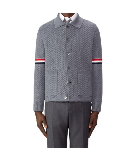 Thom Browne Gray Herringbone-Quited Work Jacket for men