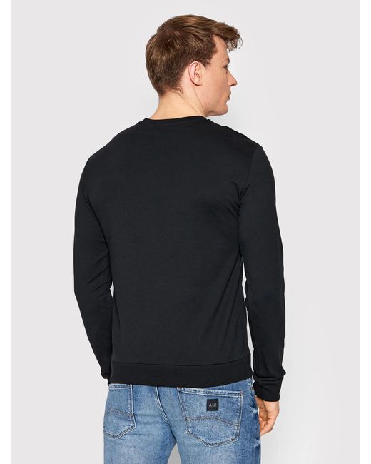 EA7 Black Logo Round Neck Sweater for men