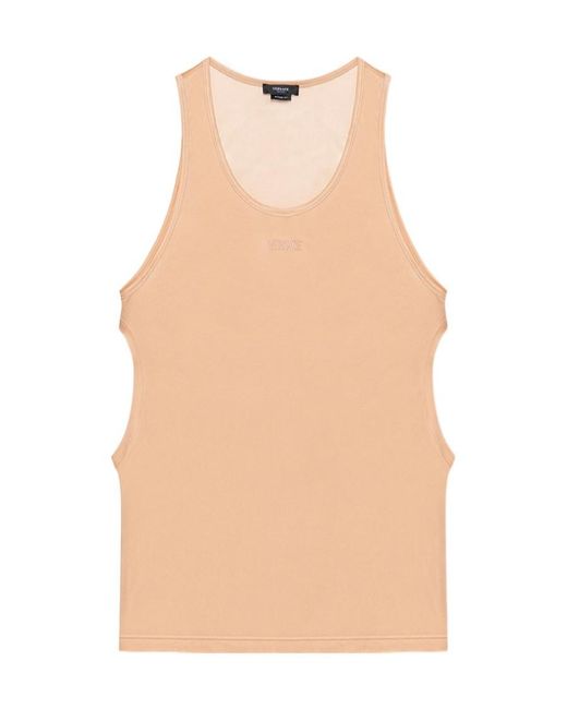 Versace Natural Embroidered-Logo Detail Tank Top for men