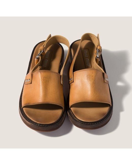 Miu Miu Brown Leather Sandals