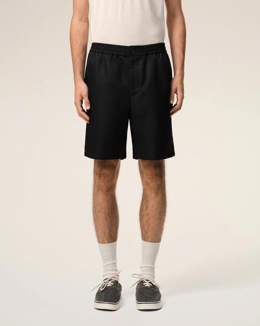 AMI Black Ami Elastic Waist Nylon Shorts for men