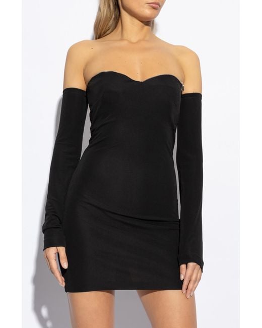 DSquared² Black Off-Shoulder Mini Dress