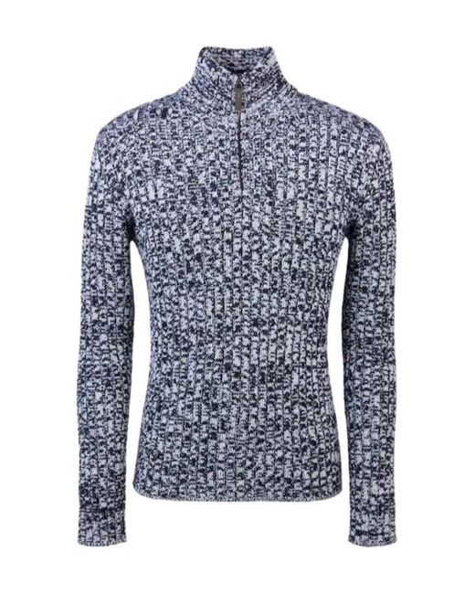 Tod's Blue Half-Zip Textured Wool Sweater for men