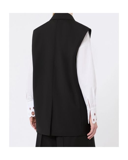 Max Mara Black Sleeveless Wool Jacket