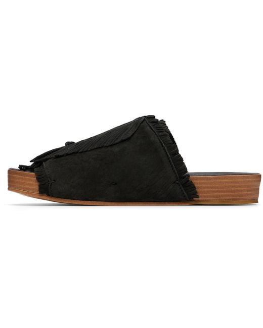 Visvim Black Christo Shaman Folk Fringed Mules for men