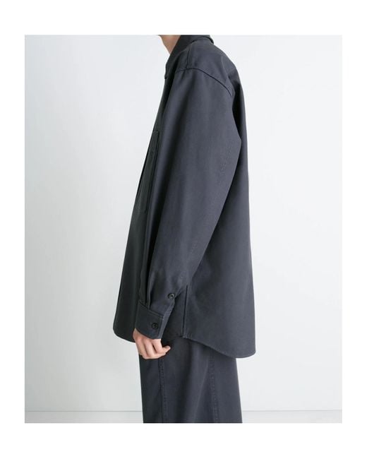 Lemaire Blue Long Sleeved Buttoned Overshirt for men