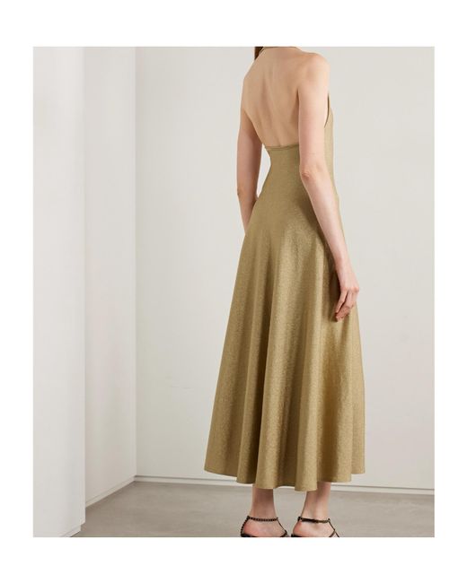 Khaite Metallic Melina Lurex Halterneck Midi Dress