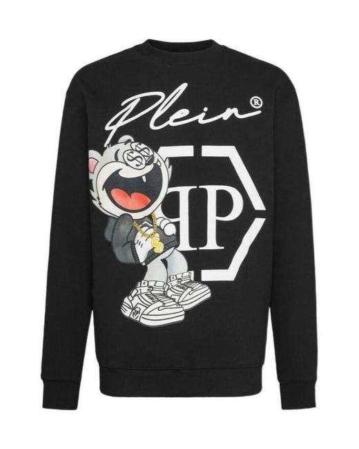 Philipp Plein Black Printed Sweater for men