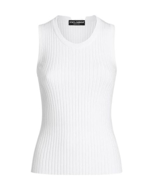 Dolce & Gabbana White Ribbed Top