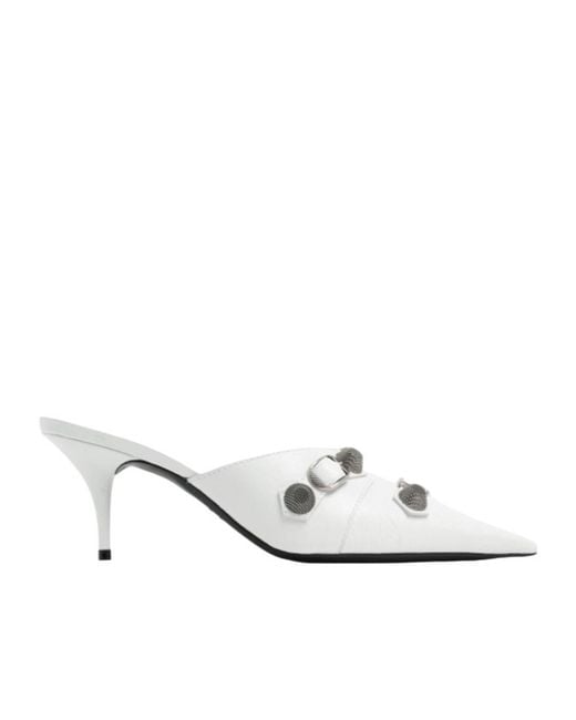 Balenciaga White Cagole Pointed Toe Mules