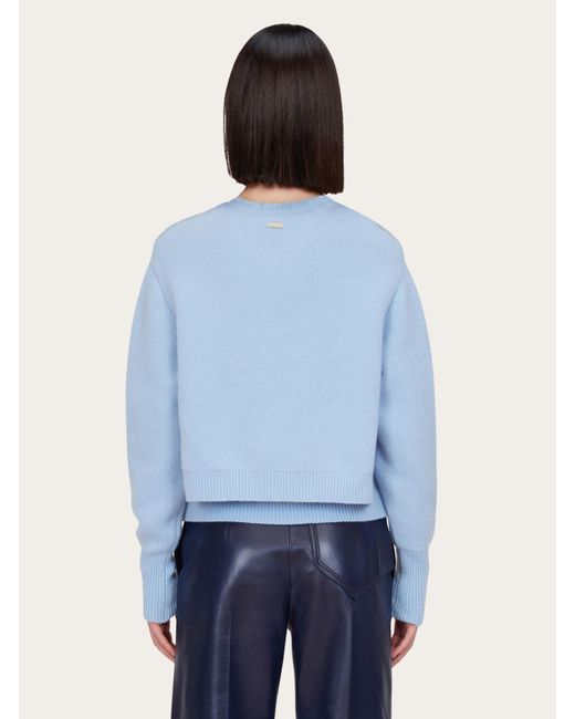 Ferragamo Blue Layered Cashmere Sweater