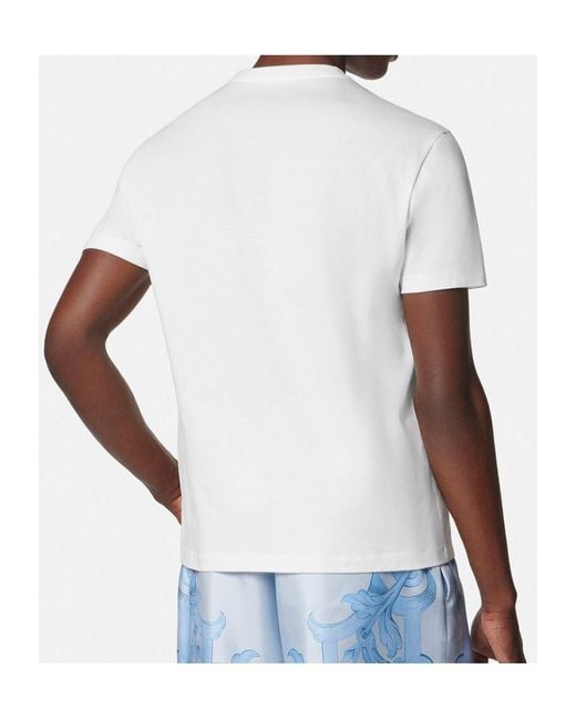 Versace White Embellished Crewneck T-Shirt for men
