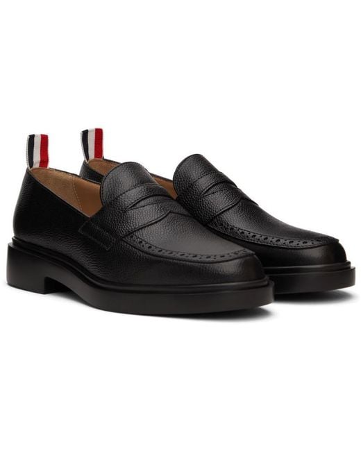 Thom Browne Black Penny Bar Loafers