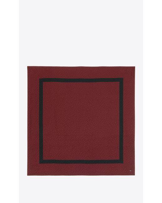 Saint Laurent Red Flower Dotted Silk Jacquard Square Scarf for men