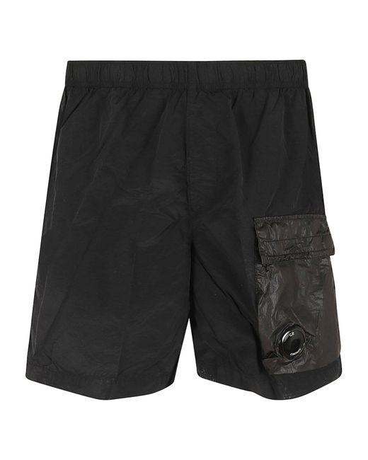 C P Company Black Lens Pocket Swim Shorts for men