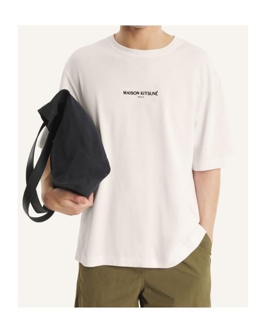 Maison Kitsuné White Maison Kitsuné Logo Comfort T-Shirt for men
