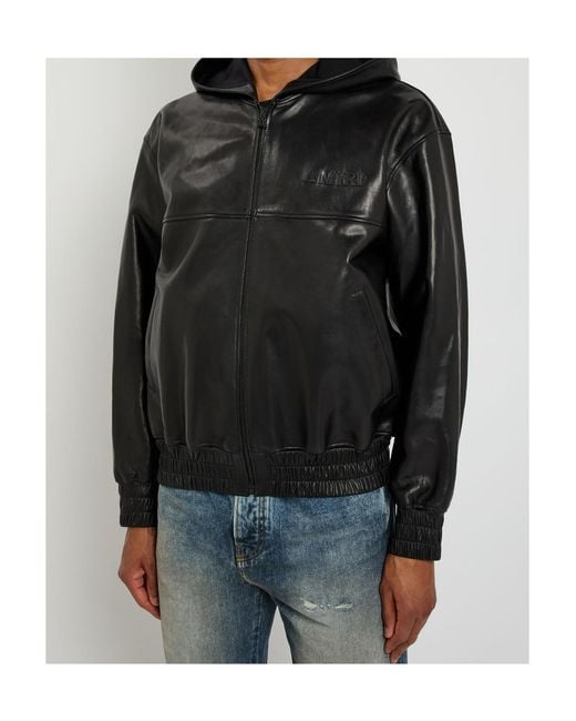 Amiri Black Leather Zip Jacket for men