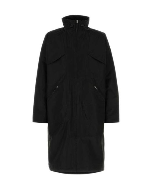 Entire studios Black Long Hooded Rain Jacket for men