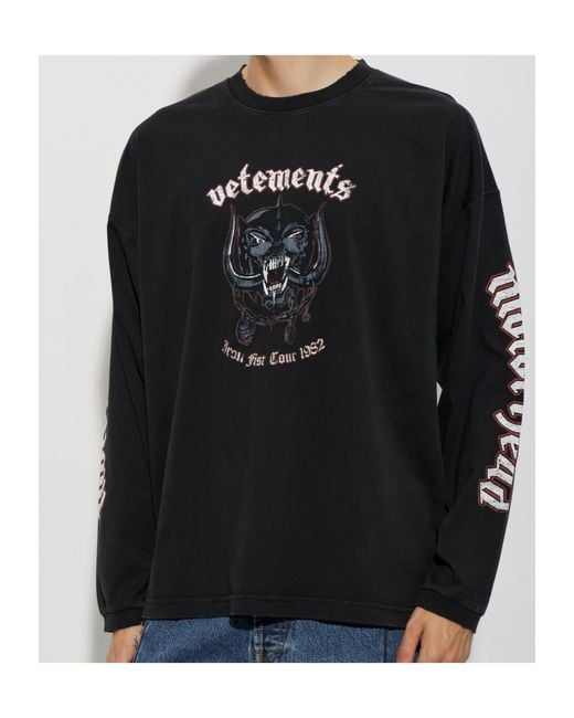 Vetements Blue Crew Neck Long-Sleeved T-Shirt for men