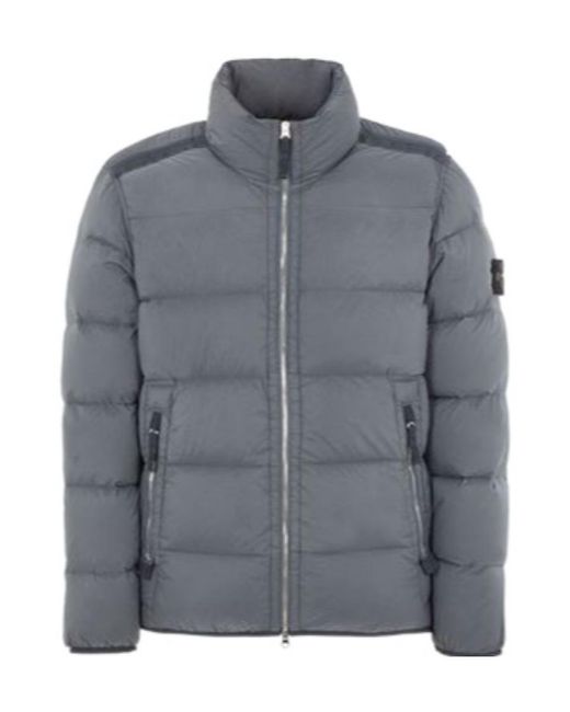 Stone Island Gray Compass-Patch Padded Down Jacket for men