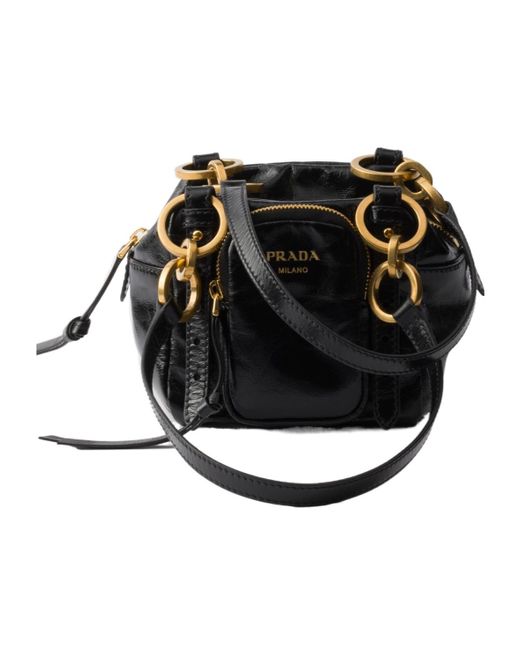 Prada Black Dangle Leather Top-Handle Mini-Bag