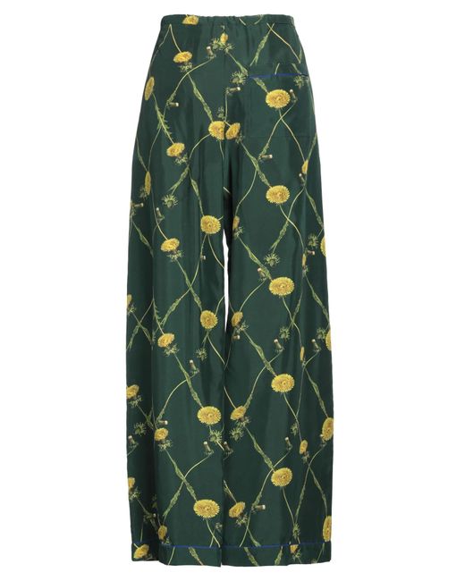 Burberry Green Floral Print High-Waist Sleep Pants