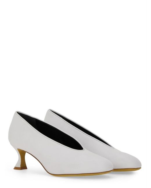 Moschino White Round Toe Pumps
